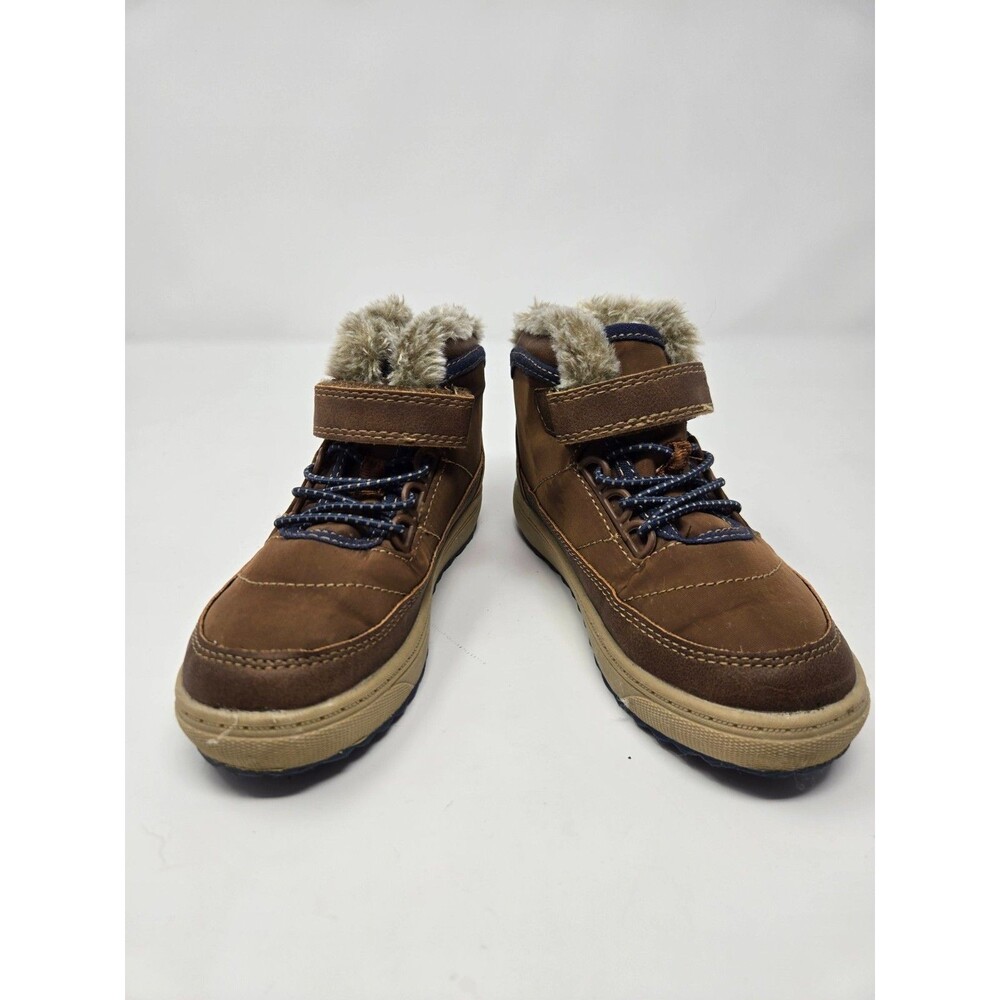 OshKosh B'gosh Toddler Boys Sz 10 Brown Faux Fur Hiker Boots Cottagecore Winter